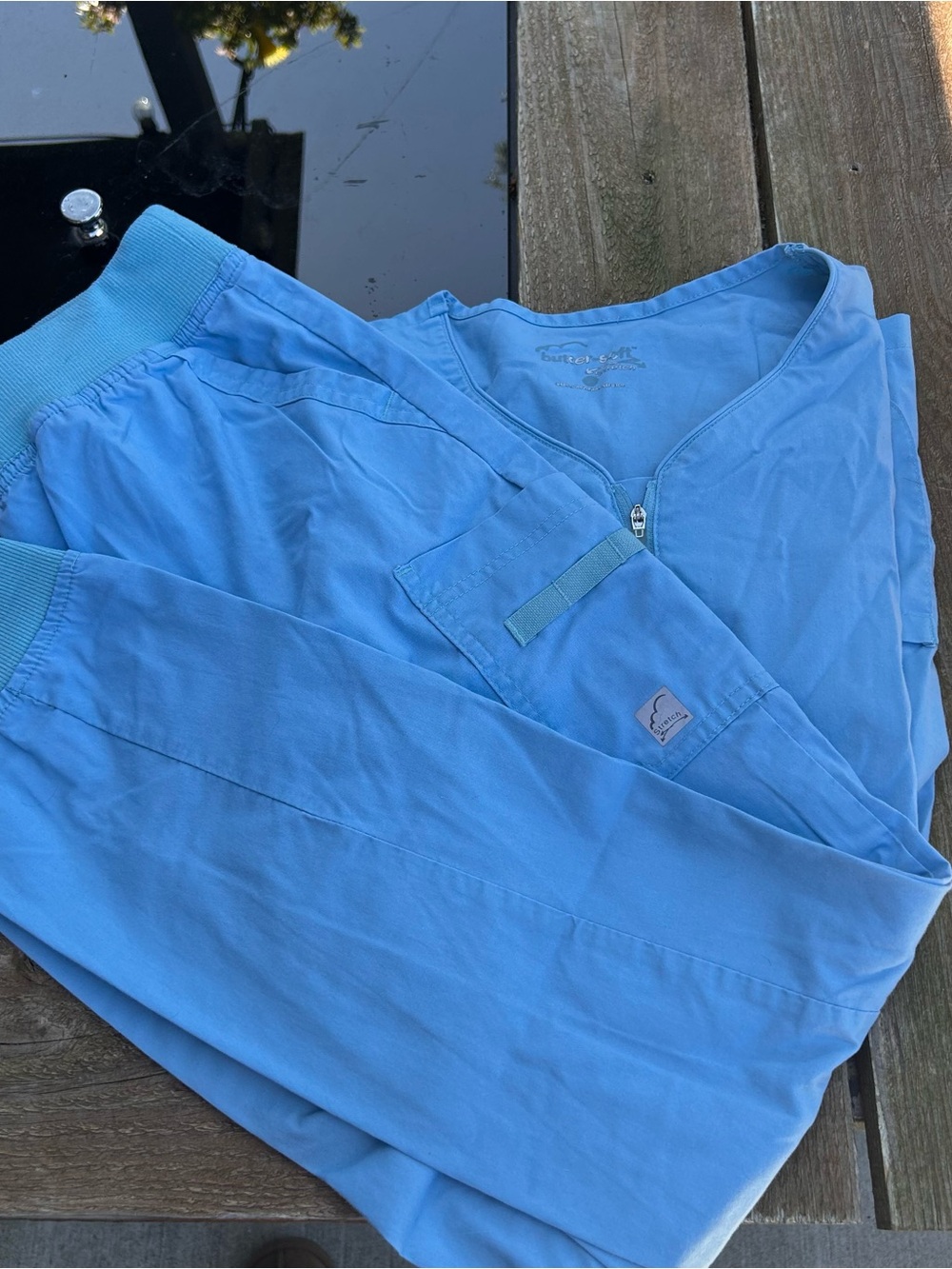 Butter Soft Light Blue Medical Zip Scrub Set